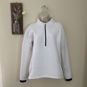 Under Armour White Quilted Half-Zip Pullover with Black Trim